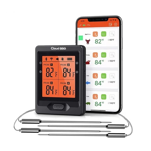 Profi digitális maghőmérő bluetooth kapcsolattal 4db hústűvel!